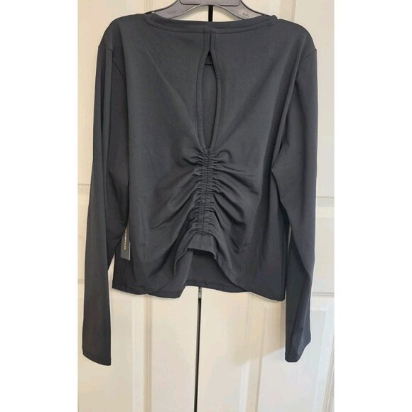 Stretch The Rules Women Black Long Sleeve Ruched Back Athletic Top L - Picture 4 of 8